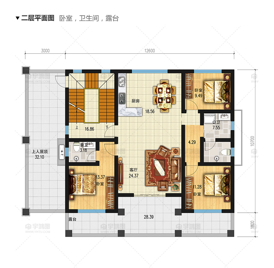 135平帶商鋪的三層美式別墅設(shè)計(jì)圖紙，精致美觀